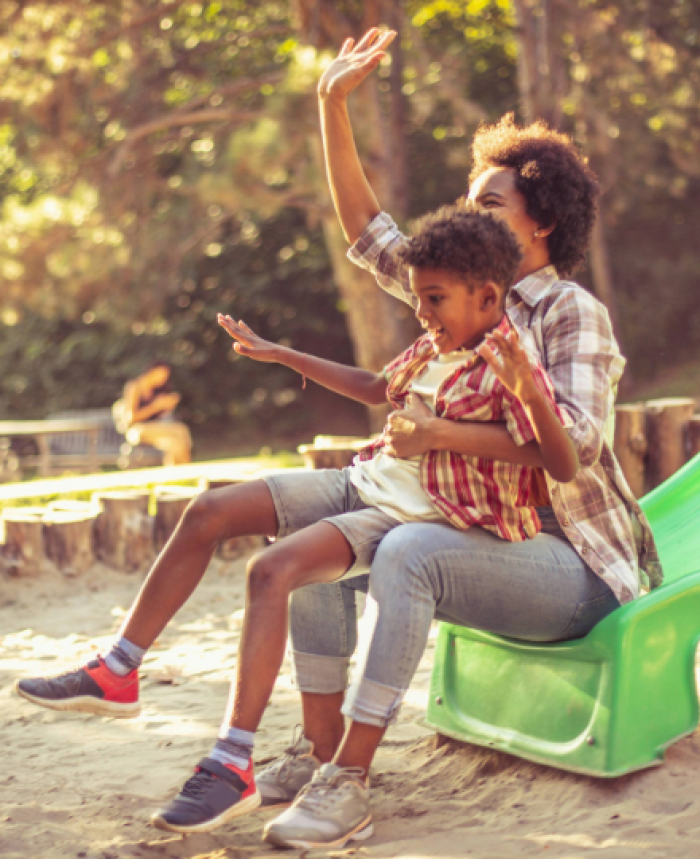 Mother and son on playground