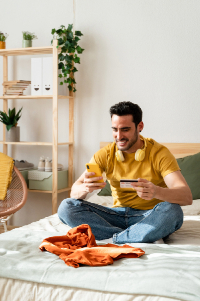 Man checking his cash back rewards through Digital Banking