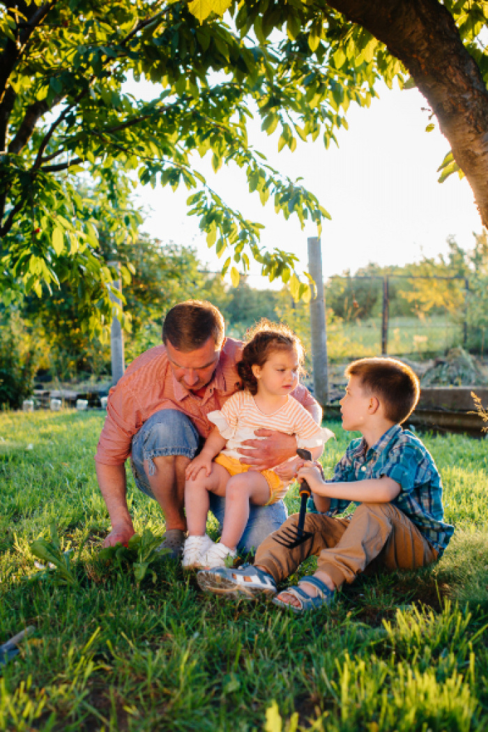 Father with children