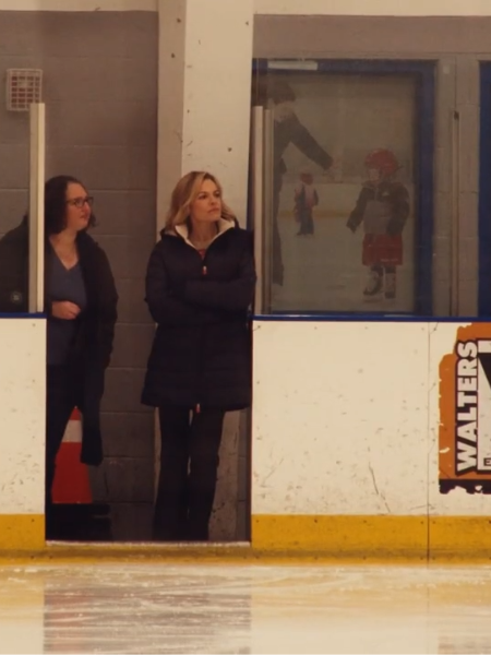 Two women at an ice rink