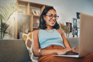 Woman using laptop